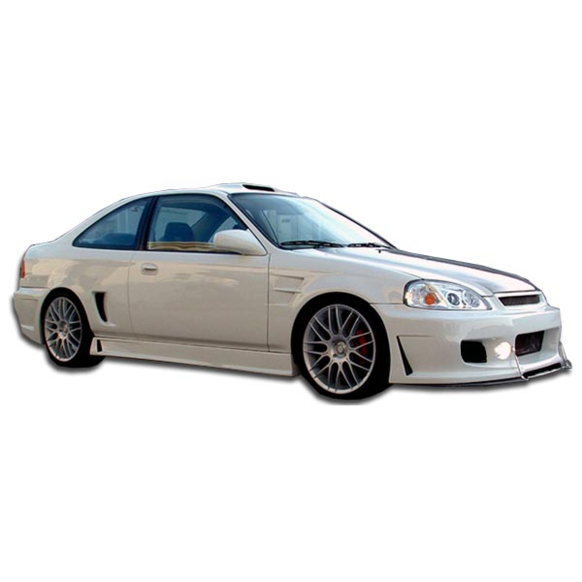 Modify your Honda Civic 1996 with our Exterior/Side Skirts - Side angle view of vehicle showing side skirts