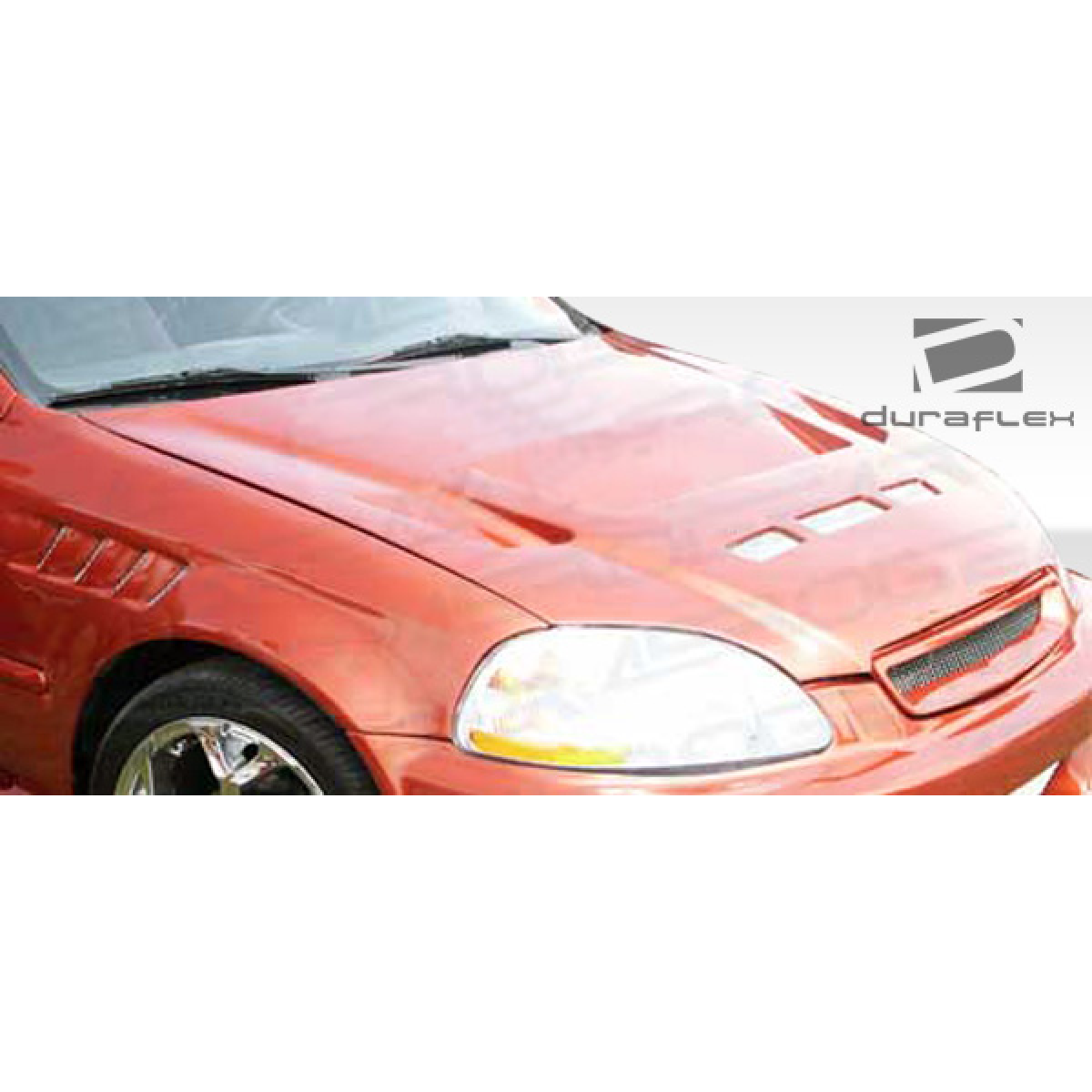 Modify your Honda Civic 1996 with our Exterior/Hoods - Front view of hood at slightly angled position