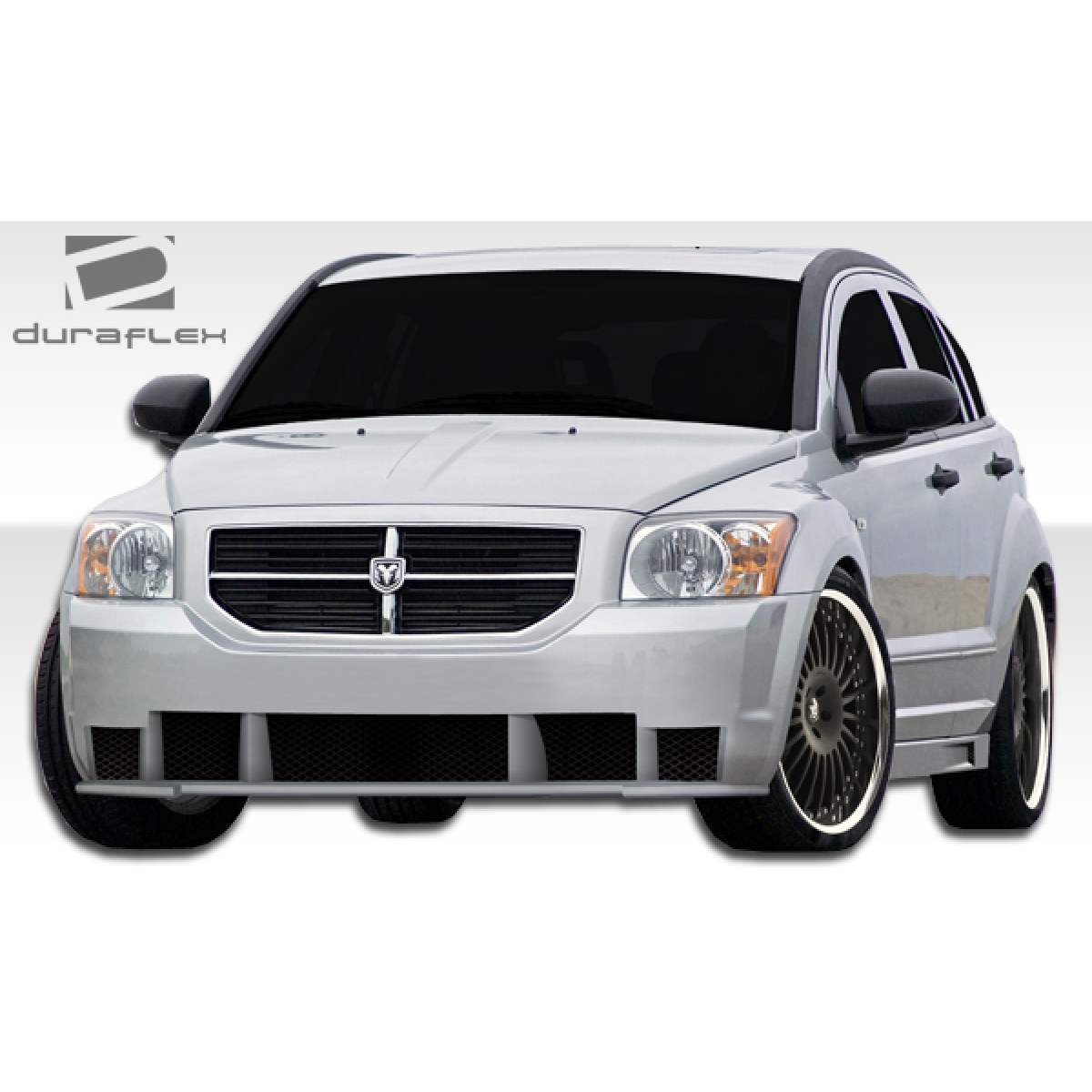 Modify your Dodge Caliber 2007 with our Exterior/Side Skirts - Front angle view of a custom Dodge Caliber
