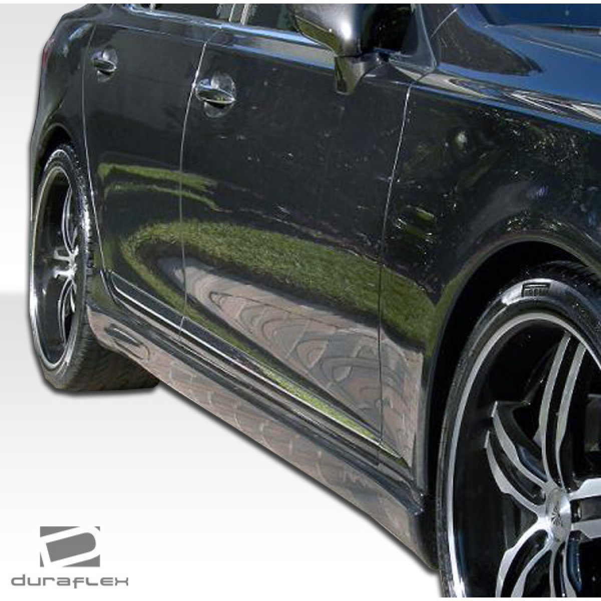 Modify your Lexus LS460 2007 with our Exterior/Side Skirts - Angle shows side view of the vehicle's rocker panel