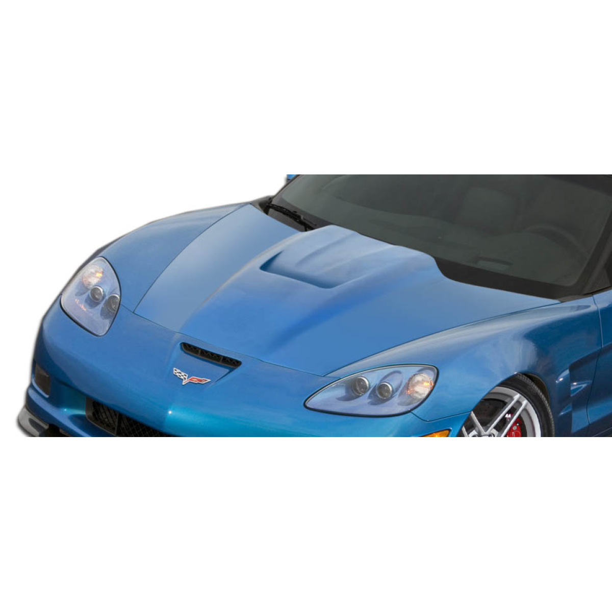 Modify your Chevrolet Corvette 2005 with our Exterior/Hoods - Front angle view of the car hood