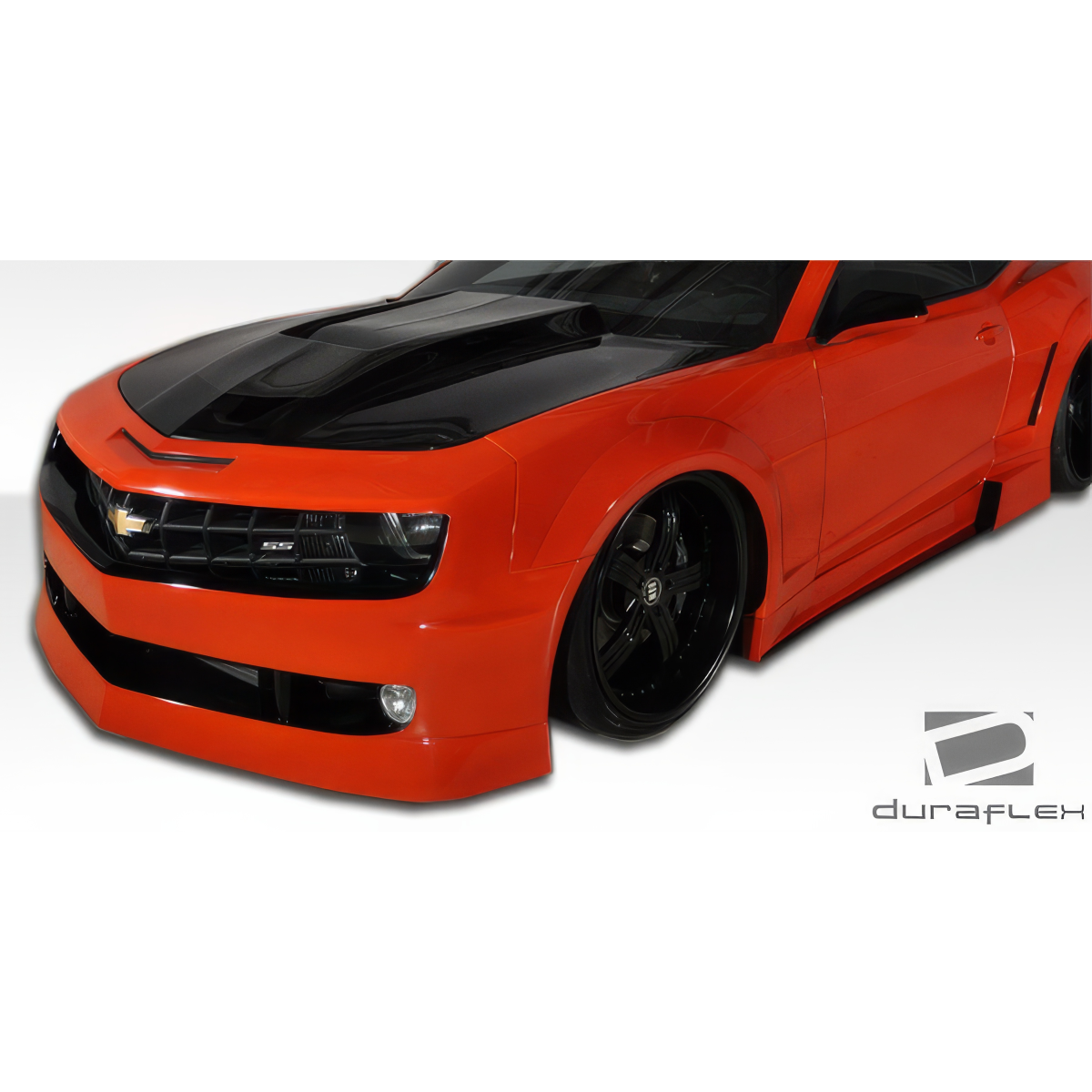 Modify your Chevrolet Camaro 2010 with our Exterior/Side Skirts - Front angle view of the car showing side skirts