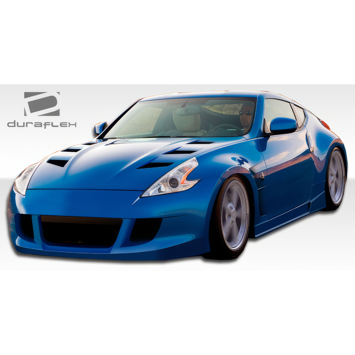 Modify your Nissan 370Z 2009 with our Exterior/Hoods - Front angle view of the Nissan 370Z