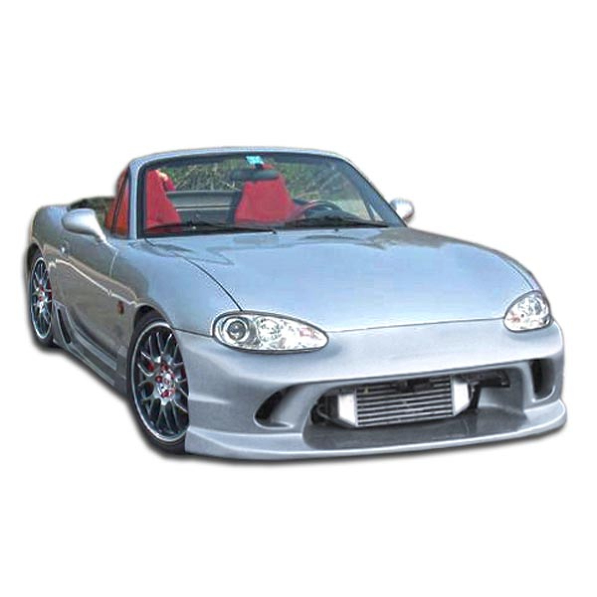 Modify your Mazda Miata 2001 with our Exterior/Front Bumpers or Lips - Front view showing the bumper design details