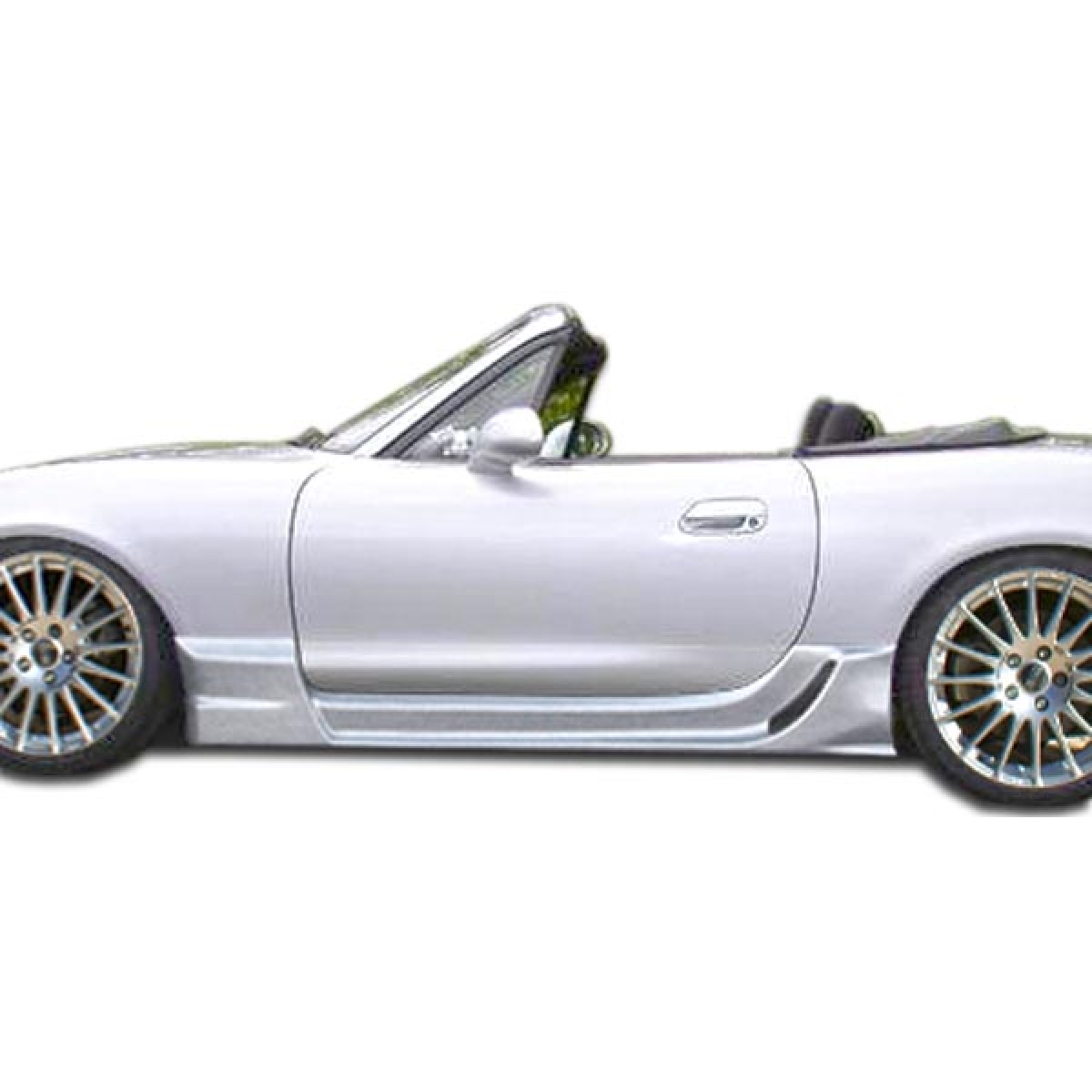 Modify your Mazda Miata 1999 with our Exterior/Side Skirts - Angle shows side view of the vehicle