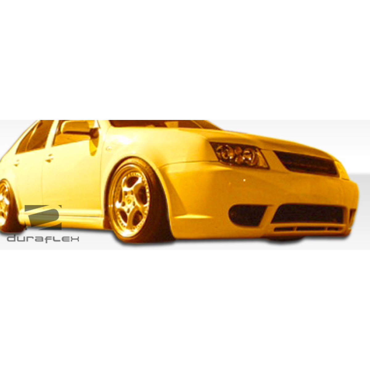 Modify your Volkswagen Jetta 1999 with our Exterior/Front Bumpers or Lips - Front angle view of modified yellow Volkswagen Jetta