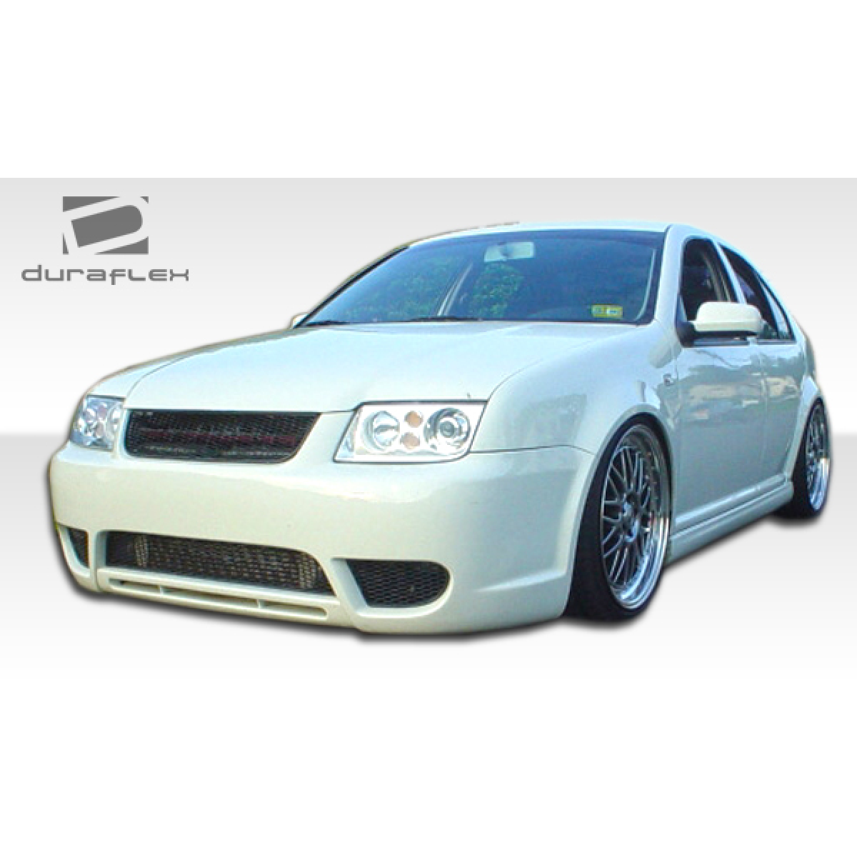 Modify your Volkswagen Golf 1999 with our Exterior/Side Skirts - Front angle view of vehicle showcasing the part