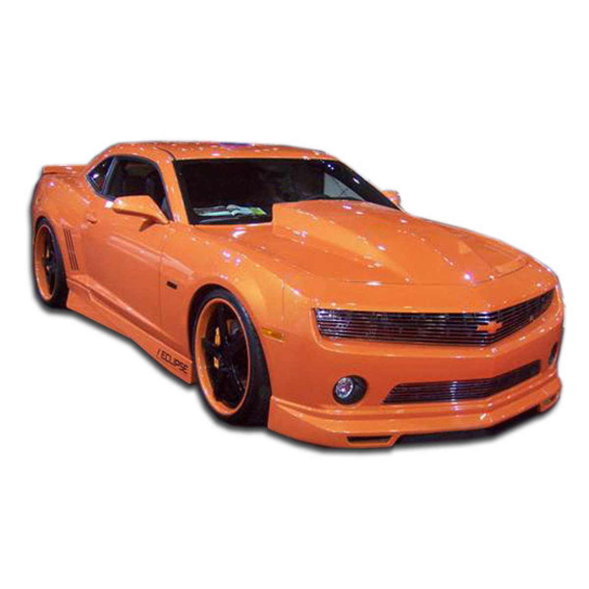 Modify your Chevrolet Camaro 2010 with our Exterior/Complete Body Kits - Front three quarter view of an orange camaro