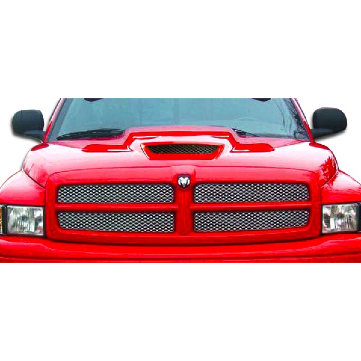 Modify your Dodge Ram 1994 with our Exterior/Hoods - Front view of hood with slight angle upward