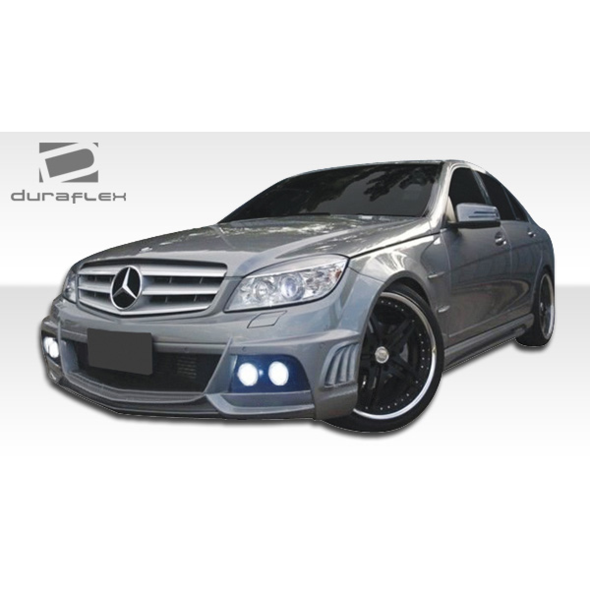 Modify your Mercedes-Benz C300 2008 with our Exterior/Side Skirts - Angled view showing the front of the vehicle