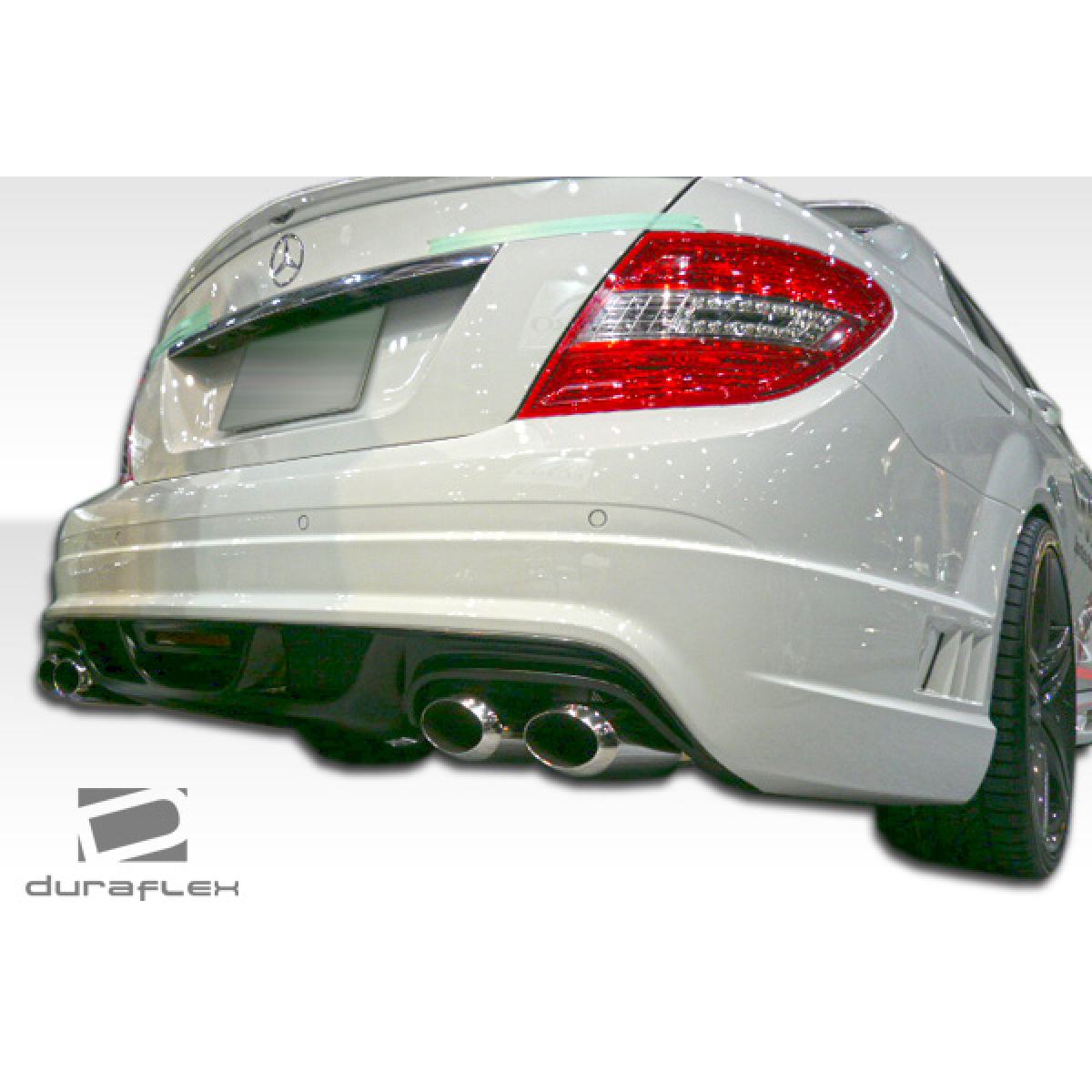 Modify your Mercedes-Benz C300 2008 with our Exterior/Rear Bumpers or Lips - Rear view at a low angle showing the bumper