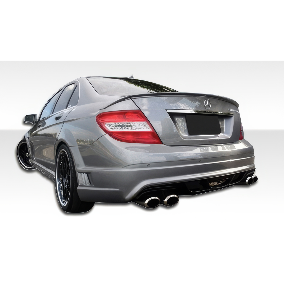 Modify your Mercedes-Benz C300 2008 with our Exterior/Rear Bumpers or Lips - Viewed from a low rear angle