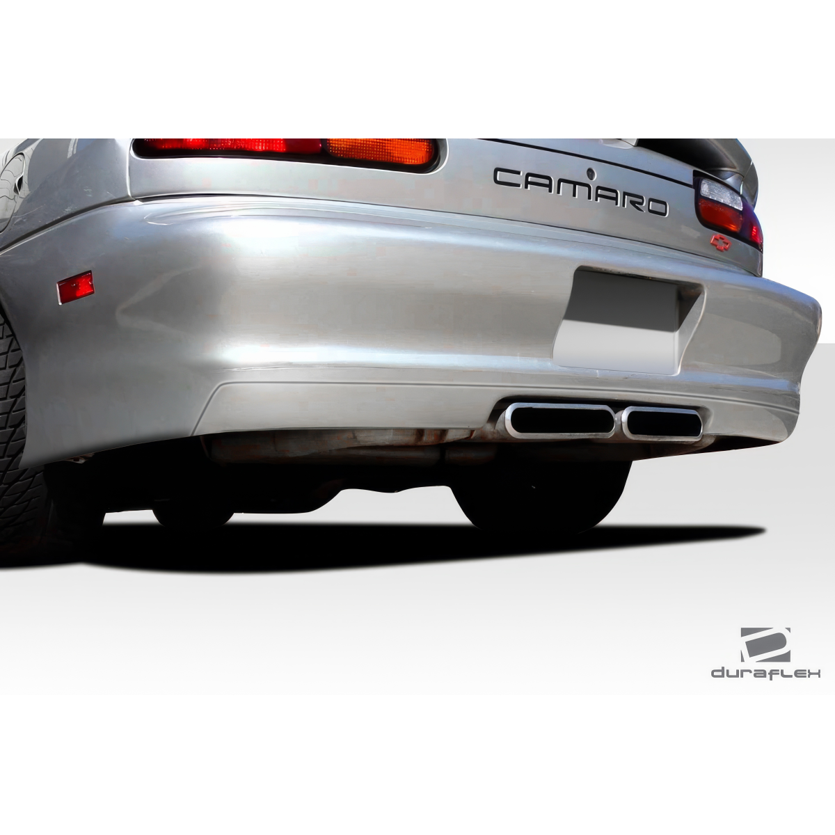 Modify your Chevrolet Camaro 1993 with our Exterior/Rear Bumpers or Lips - Rear angle showing bumper and exhaust tips