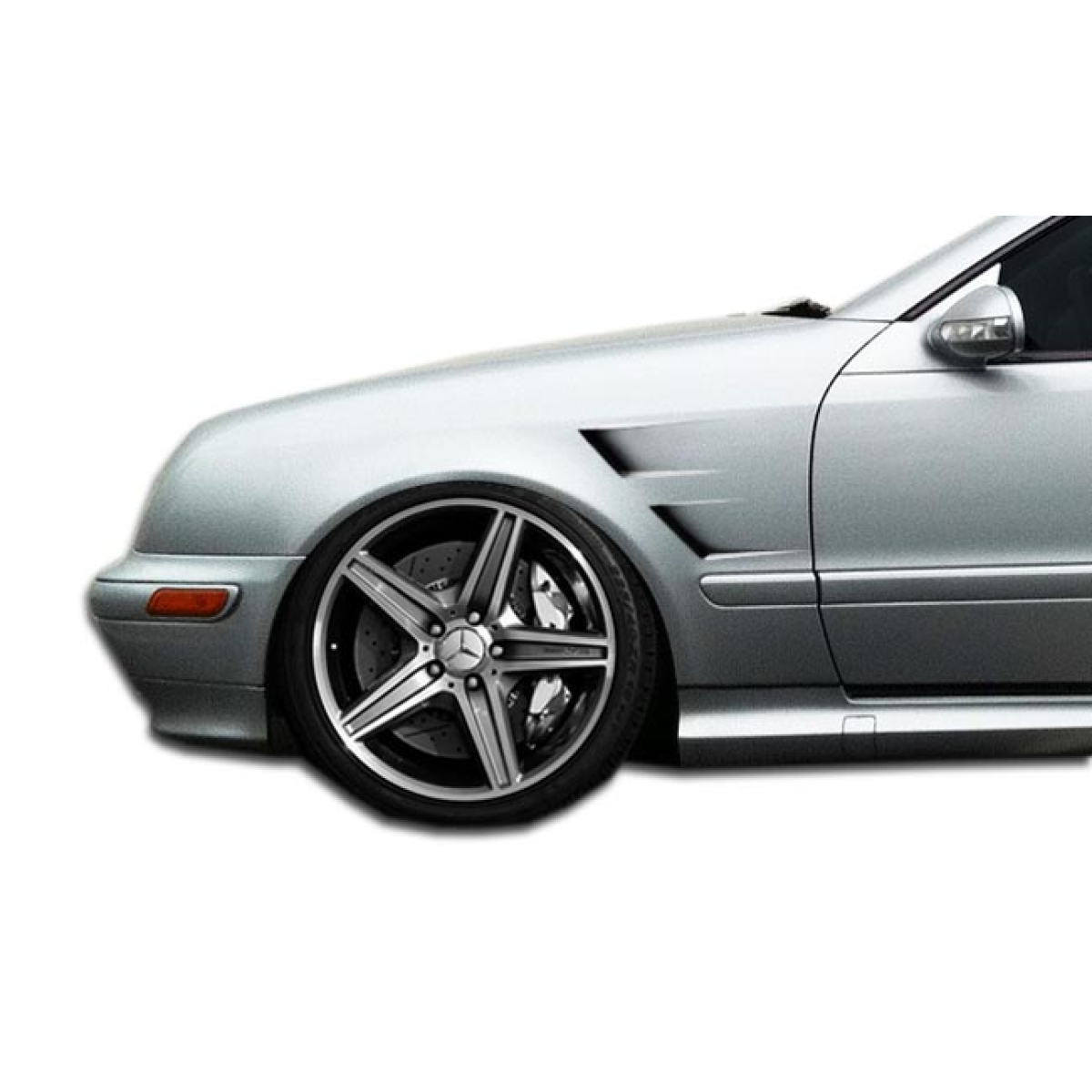 Modify your Mercedes-Benz CLK-Class 1998 with our Exterior/Fenders - Side angle view of a silver Mercedes CLK