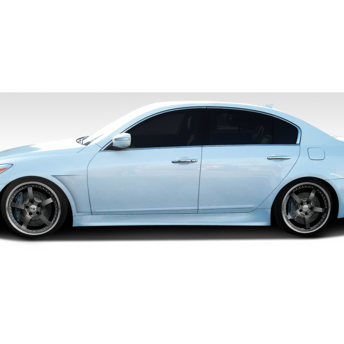 Modify your Hyundai Genesis 2009 with our Exterior/Side Skirts - Side profile view of a vehicle