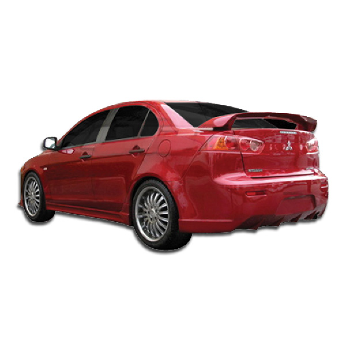 Modify your Mitsubishi Lancer 2008 with our Exterior/Rear Bumpers or Lips - Rear three quarter angle view of the car