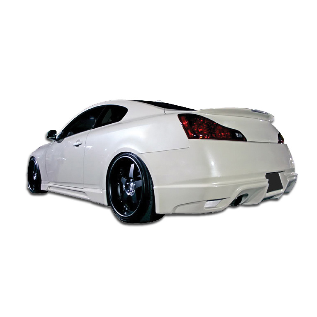 Modify your Infiniti G37 2008 with our Exterior/Rear Bumpers or Lips - Viewed from a low rear angle showing the bumper