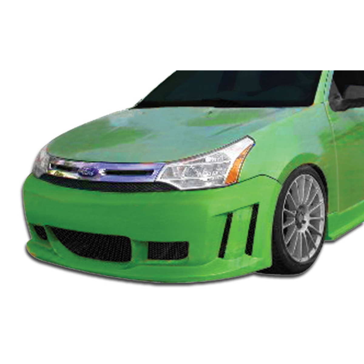 Modify your Ford Focus 2008 with our Exterior/Complete Body Kits - Front view angle of bumper attachment part