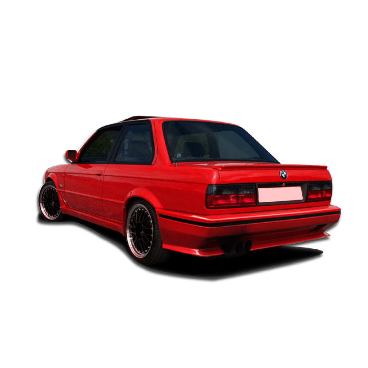 Modify your BMW 3-Series 1984 with our Exterior/Rear Bumpers or Lips - Viewed from the rear three quarter angle