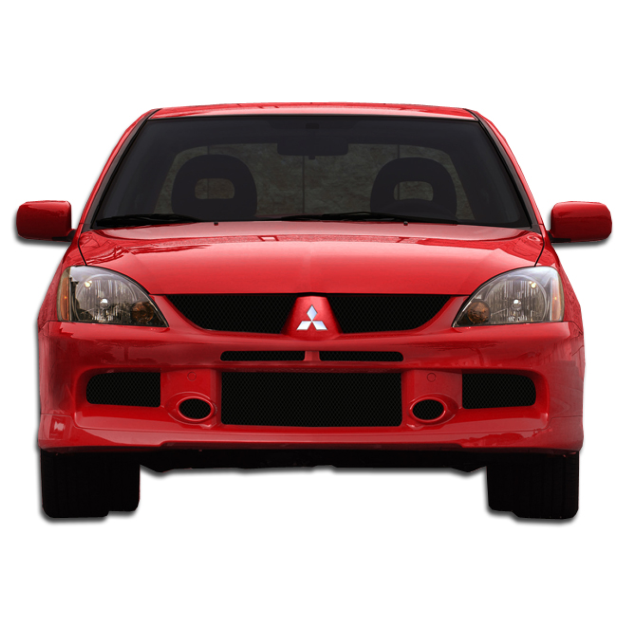 Modify your Mitsubishi Lancer 2004 with our Exterior/Front Bumpers or Lips - Front view of vehicle at zero degrees angle