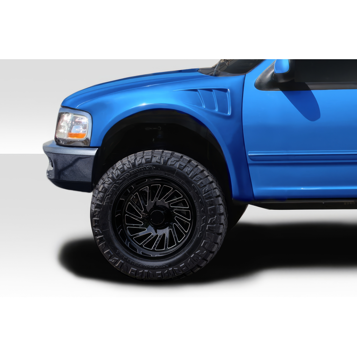 Modify your Ford F-150 1997 with our Exterior/Fenders - Front angled view of vehicle parts seen from side