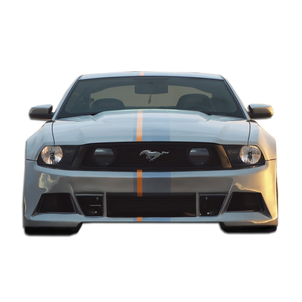 Modify your Ford Mustang 2010 with our Exterior/Front Bumpers - Front view at a straight angle