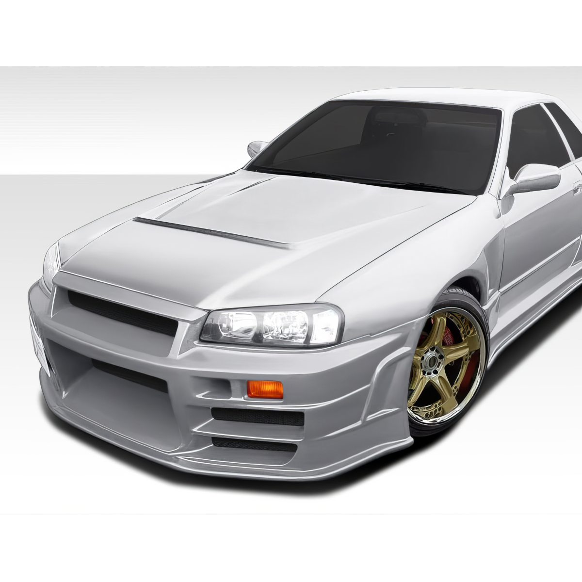 Modify your Nissan Skyline 1989 with our Exterior/Front Bumpers or Lips - Front angle view of Nissan Skyline R32 body kit