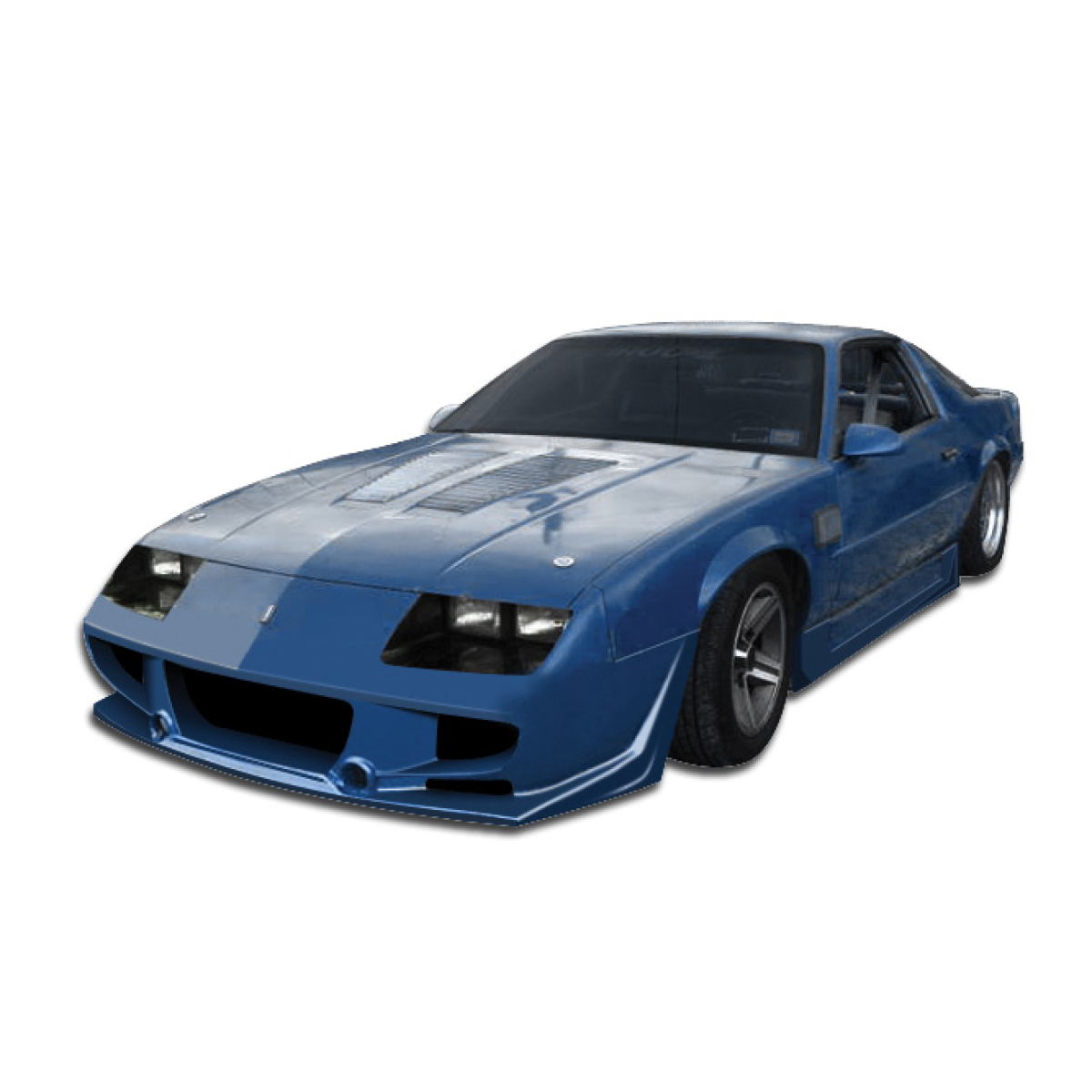 Modify your Chevrolet Camaro 1982 with our Exterior/Complete Body Kits - Front angle view of a blue Chevrolet Camaro