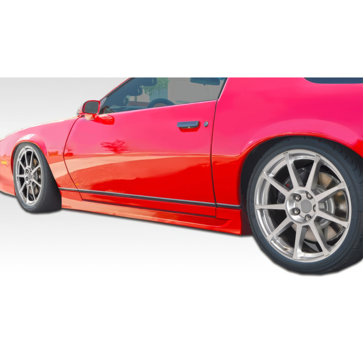 Modify your Chevrolet Camaro 1982 with our Exterior/Side Skirts - Side angle view showcasing sleek design and stance