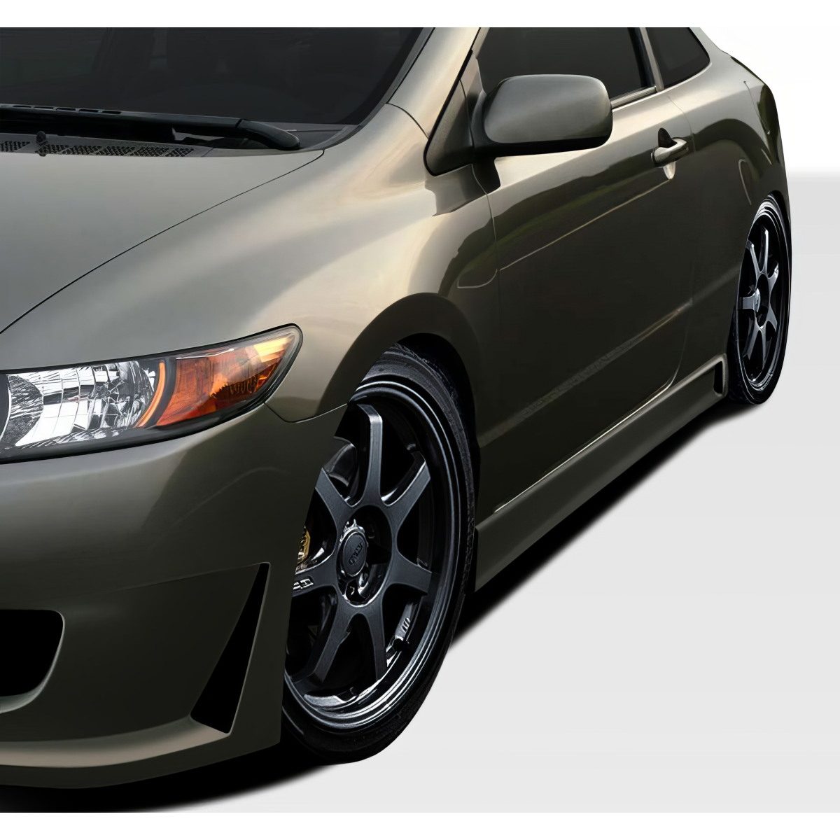 Modify your Honda Civic 2006 with our Exterior/Complete Body Kits - Front quarter view showcasing side skirts