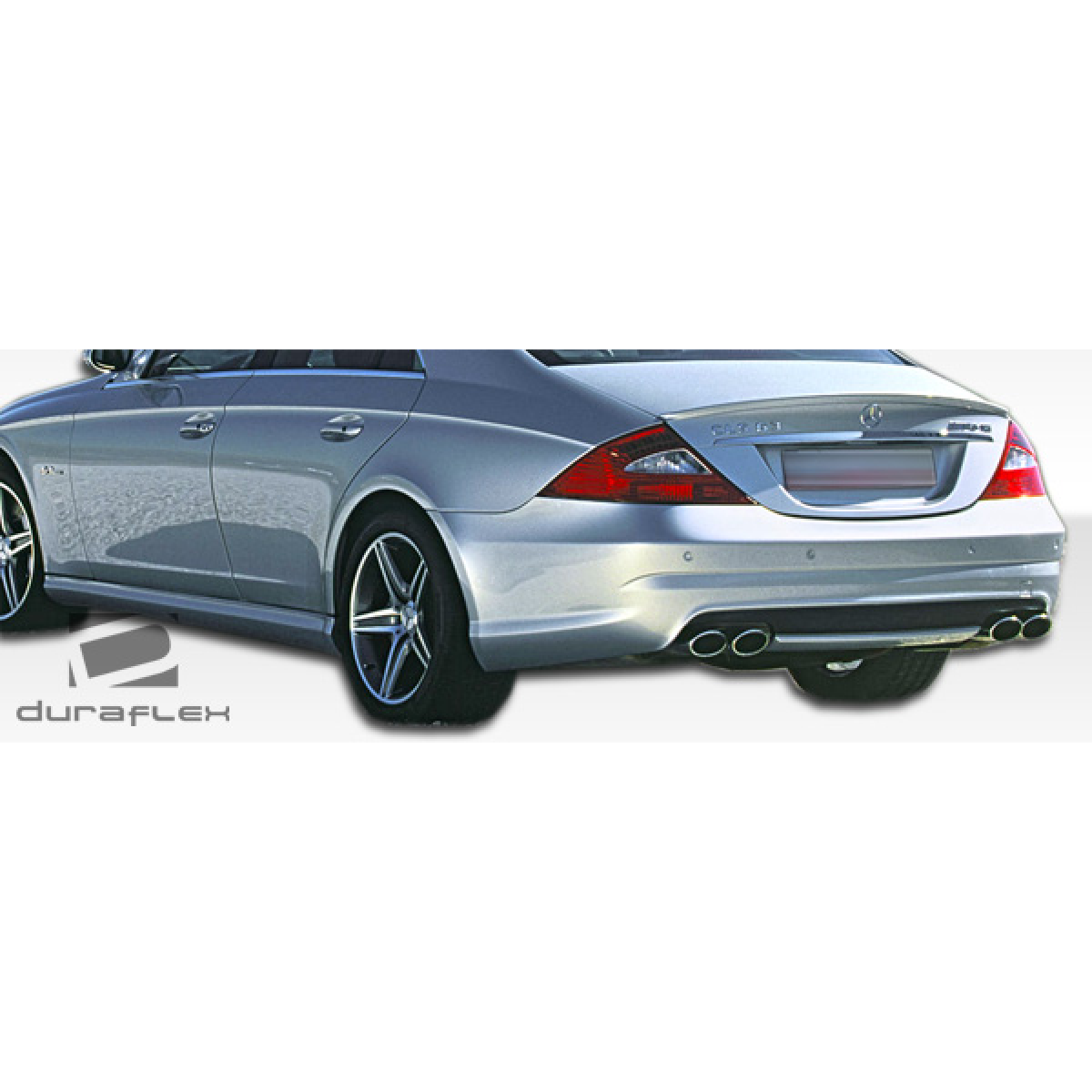 Modify your Mercedes-Benz CLS-Class 2006 with our Exterior/Side Skirts - The image shows a rear angle view of the vehicle