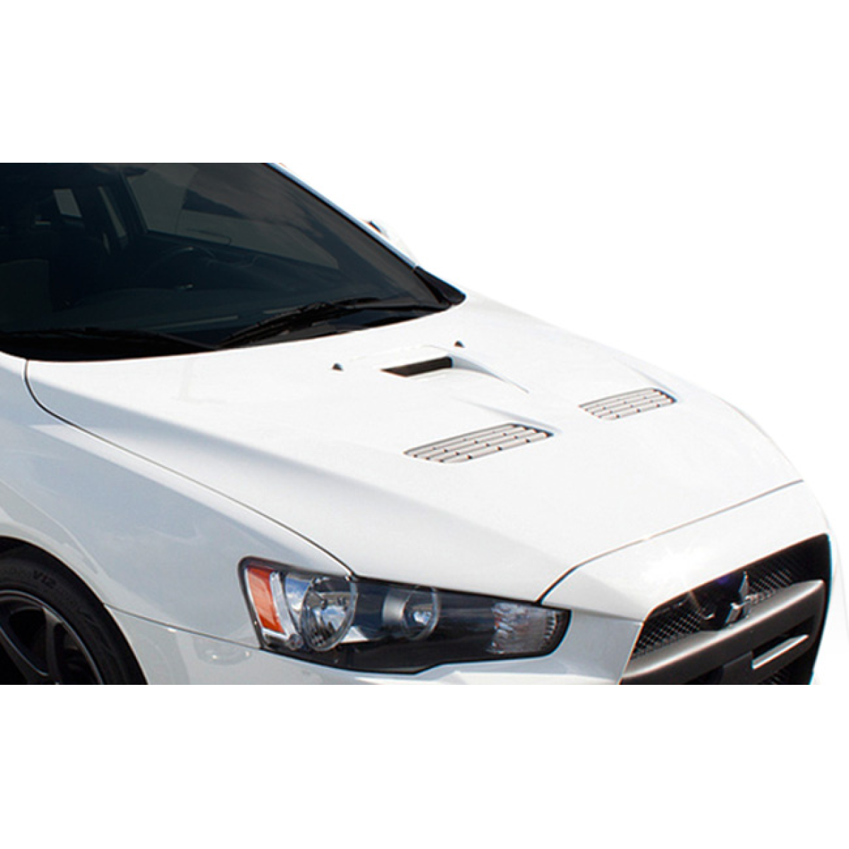 Modify your Mitsubishi Lancer 2008 with our Exterior/Complete Body Kits - Top view of the hood from above