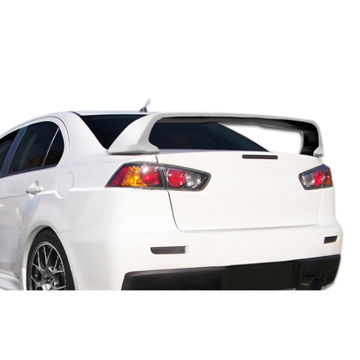 Modify your Mitsubishi Lancer 2008 with our Exterior/Complete Body Kits - Rear view showing trunk lid spoiler angle