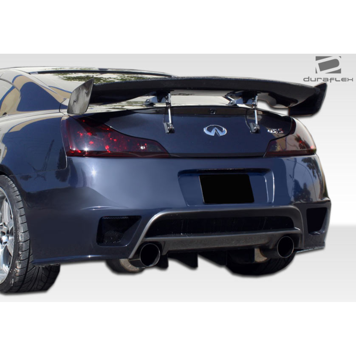 Modify your Infiniti G37 2008 with our Exterior/Complete Body Kits - Rear angle view showcasing bumper and spoiler