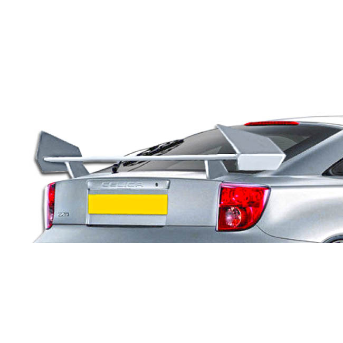 Modify your Toyota Celica 2000 with our Exterior/Wings - Shows rear view with a prominent angle of spoiler