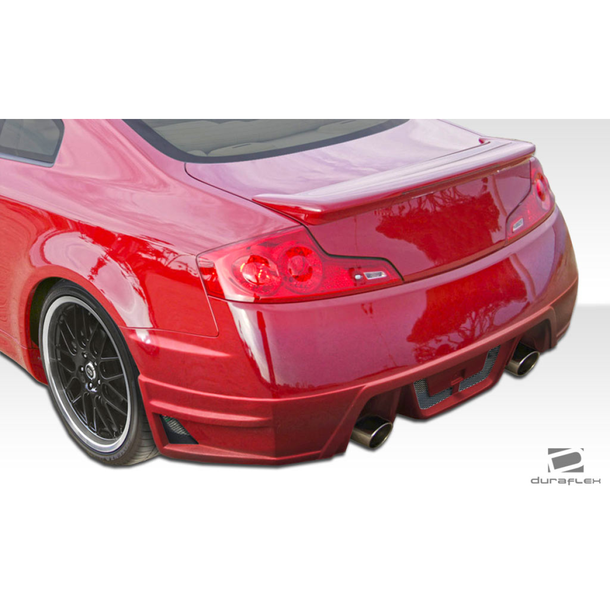 Modify your Infiniti G35 2003 with our Exterior/Complete Body Kits - Rear angle focusing on the body kit details