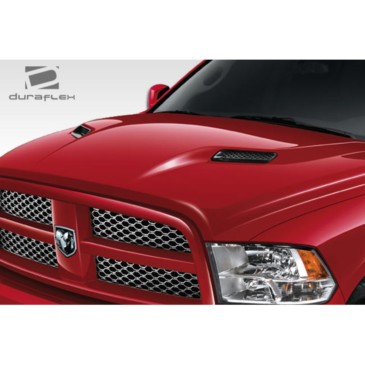 Modify your Dodge Ram 2009 with our Exterior/Hoods - Front angle view of the hood part