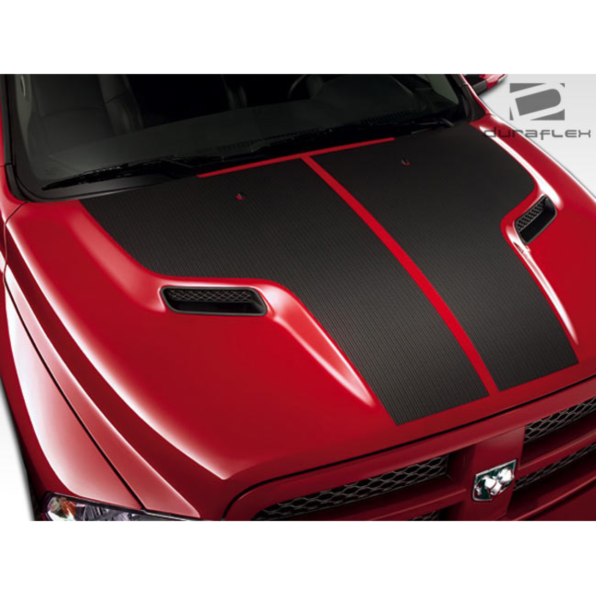 Modify your Dodge Ram 2009 with our Exterior/Hoods - Top view of hood at a slight angle