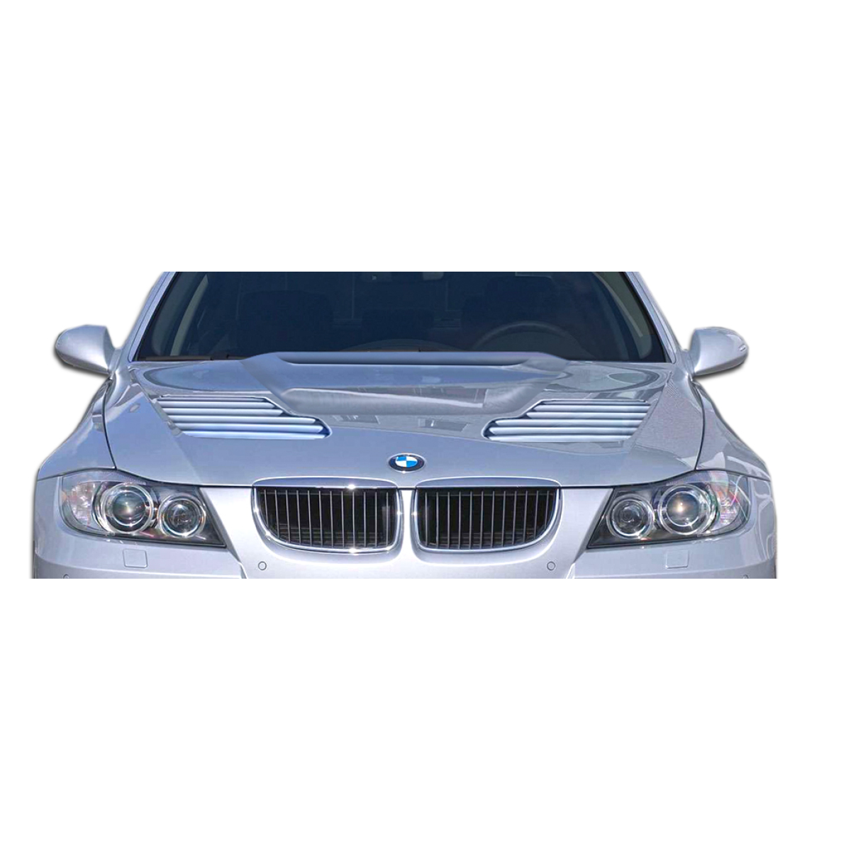 Modify your BMW 3-Series 2006 with our Exterior/Hoods - Front view of car hood showing design details