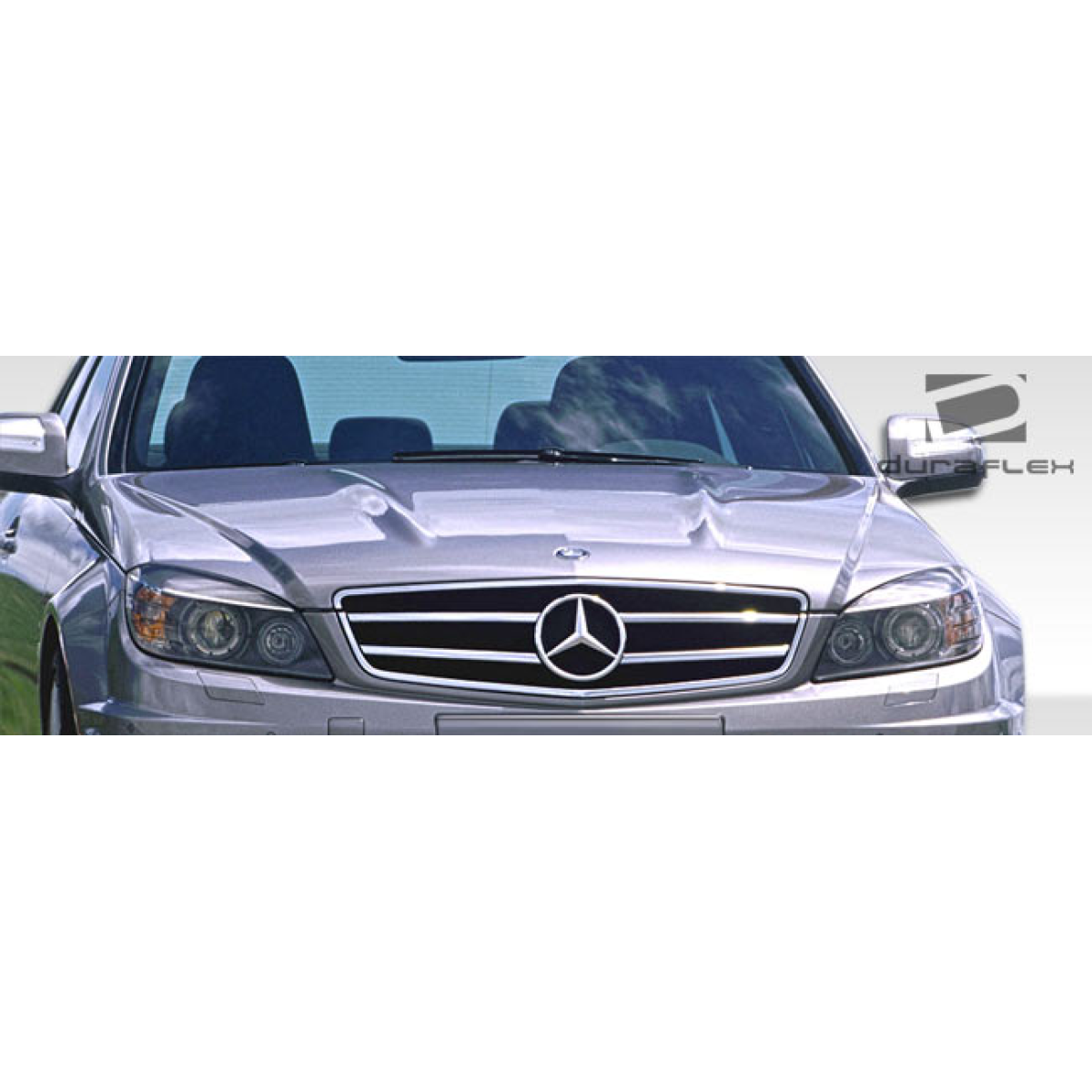 Modify your Mercedes-Benz C300 2008 with our Exterior/Hoods - Front angle view of a Mercedes C300 hood