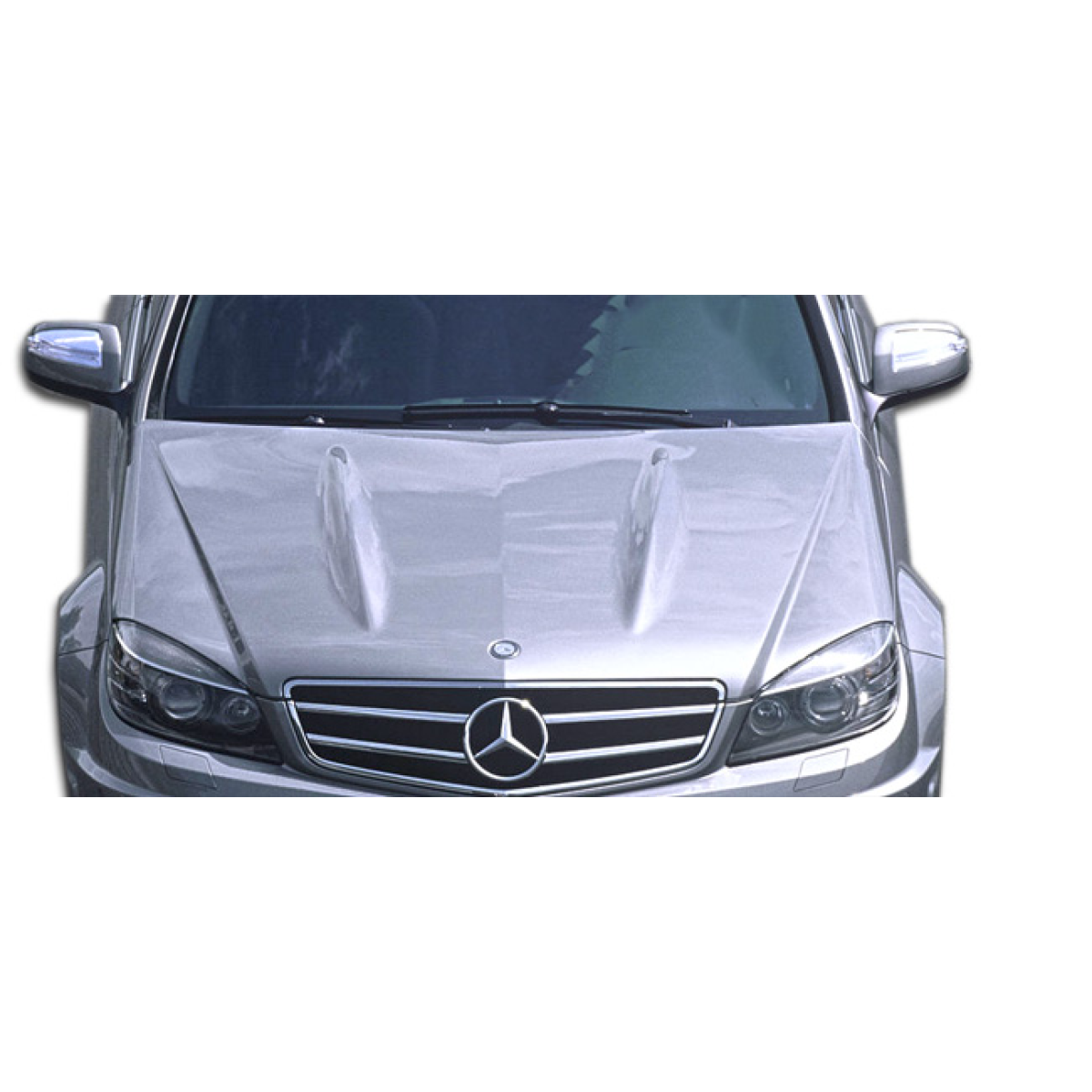 Modify your Mercedes-Benz C300 2008 with our Exterior/Hoods - Front view angle of the vehicle hood part