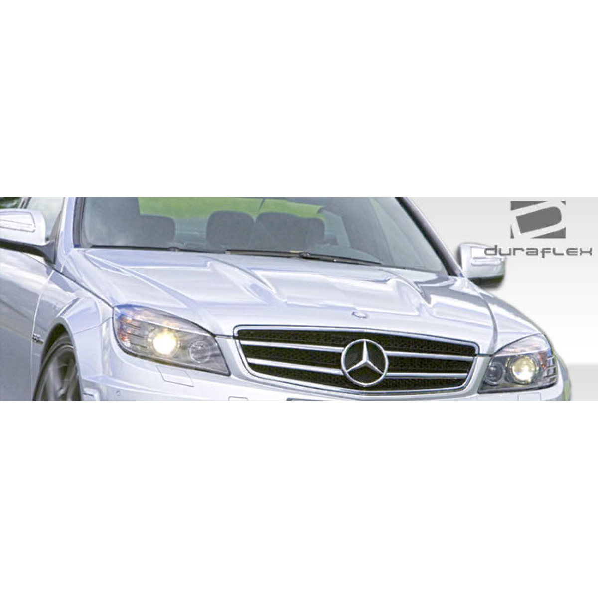 Modify your Mercedes-Benz C300 2008 with our Exterior/Hoods - Front view of the vehicle at a slight angle