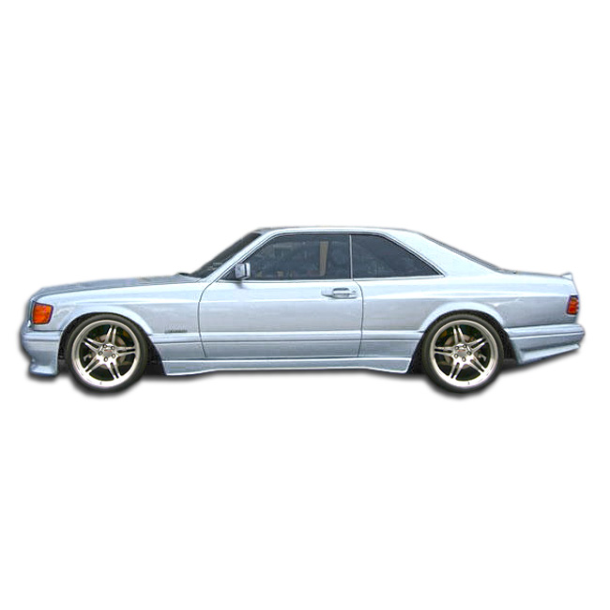 Modify your Mercedes-Benz S-Class 1981 with our Exterior/Side Skirts - Side view of vehicle at a neutral angle