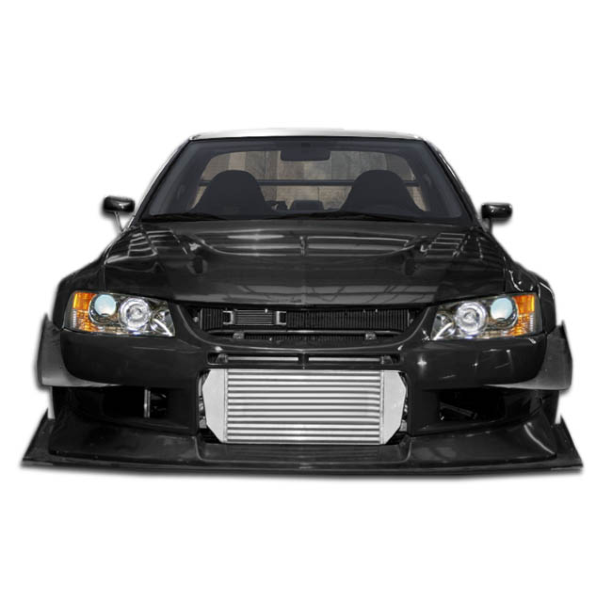 Modify your Mitsubishi Evolution 2003 with our Exterior/Front Bumpers or Lips - Front view of vehicle part at zero degrees angle