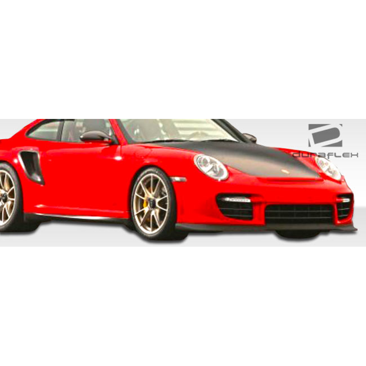 Modify your Porsche 911 2005 with our Exterior/Front Bumpers - Front angle view of a red porsche 911 bumper