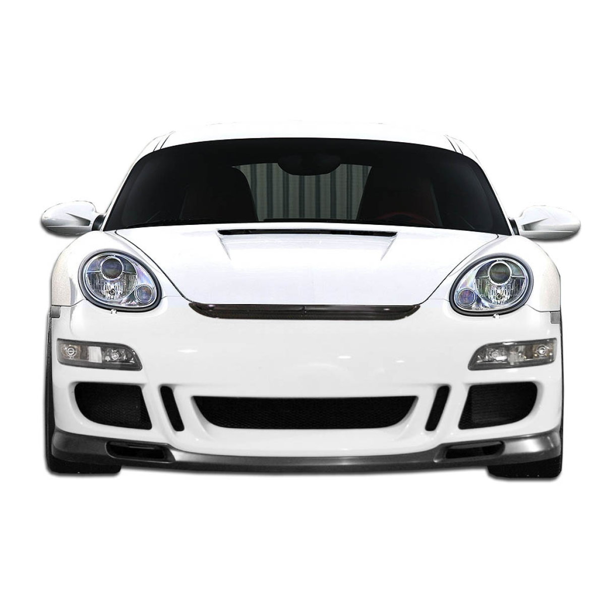 Modify your Porsche Boxster 2006 with our Exterior/Front Bumpers or Lips - Frontal view of vehicle parts in image