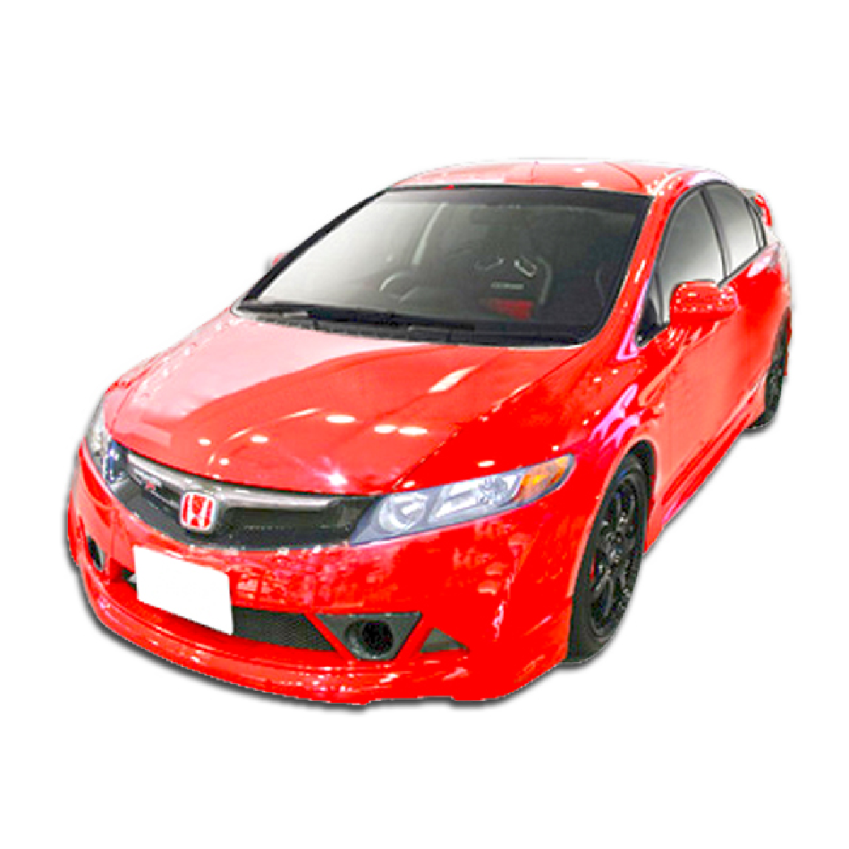 Modify your Honda Civic 2006 with our Exterior/Front Bumpers or Lips - Angle shows vehicle from front and slightly above