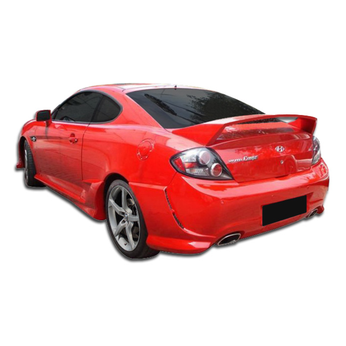 Modify your Hyundai Tiburon 2007 with our Exterior/Rear Bumpers - Rear angle view of a Hyundai Tiburon vehicle