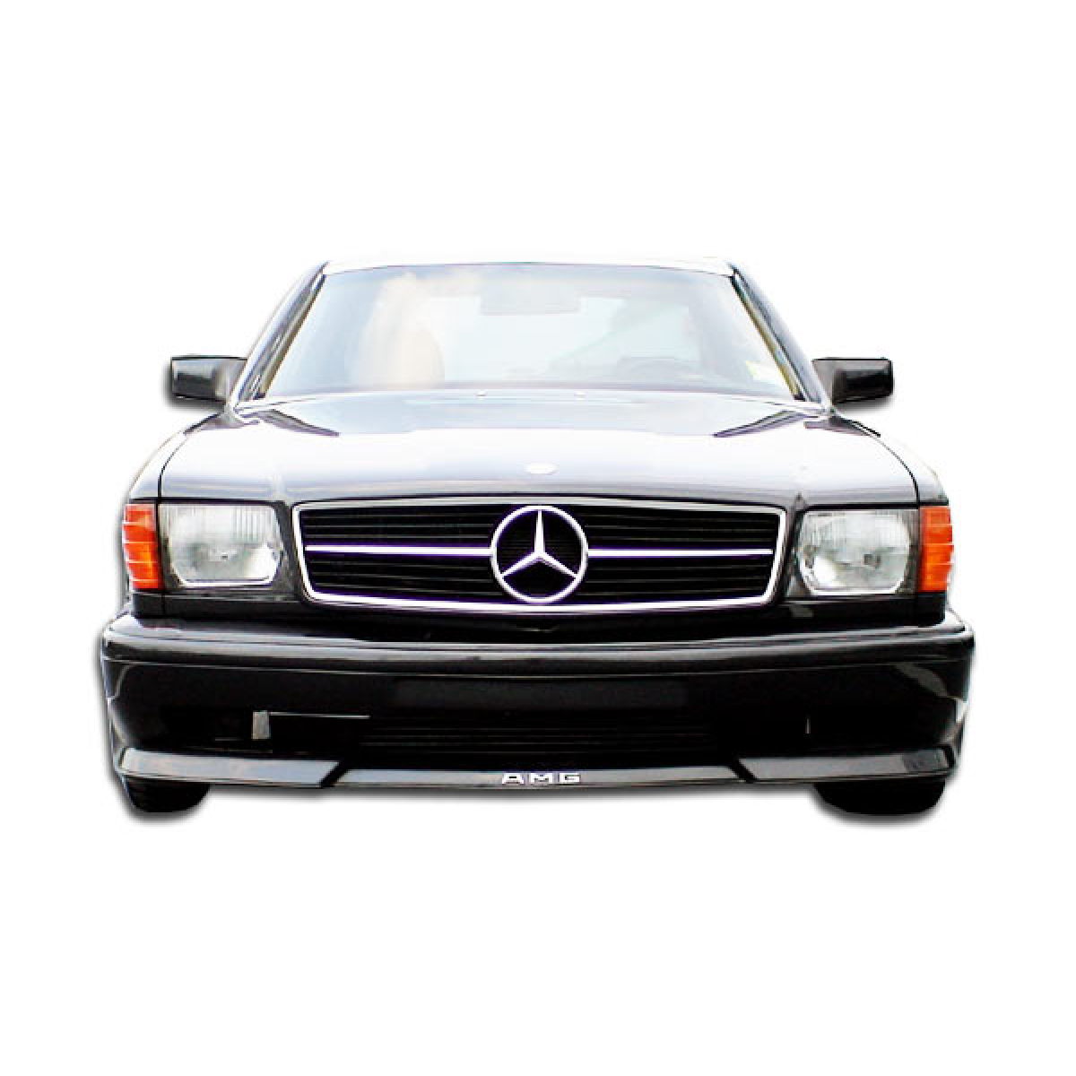 Modify your Mercedes-Benz S-Class 1981 with our Exterior/Complete Body Kits - Front view of a black Mercedes S-Class W126