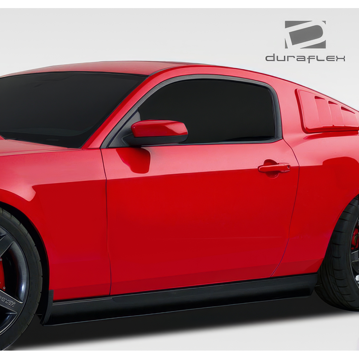 Modify your Ford Mustang 2010 with our Exterior/Complete Body Kits - Side angle view of red Ford Mustang